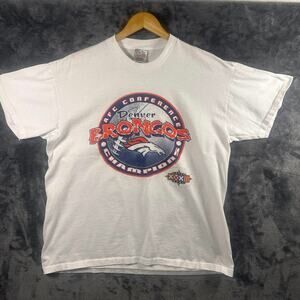 VTG 1998 Denver Broncos AFC Champions LOGO T Shirt Men’s XL White Rare! Oneita